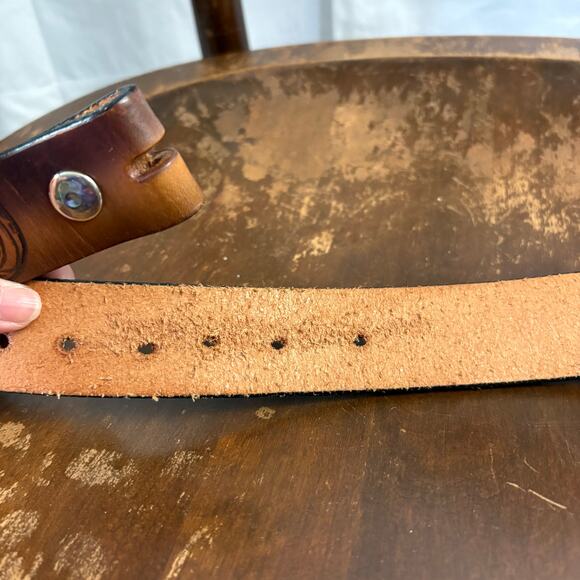 Vintage Leather Belt Country Music Unisex Size 39”- 44” From Buckle To Holes - Picture 4 of 4